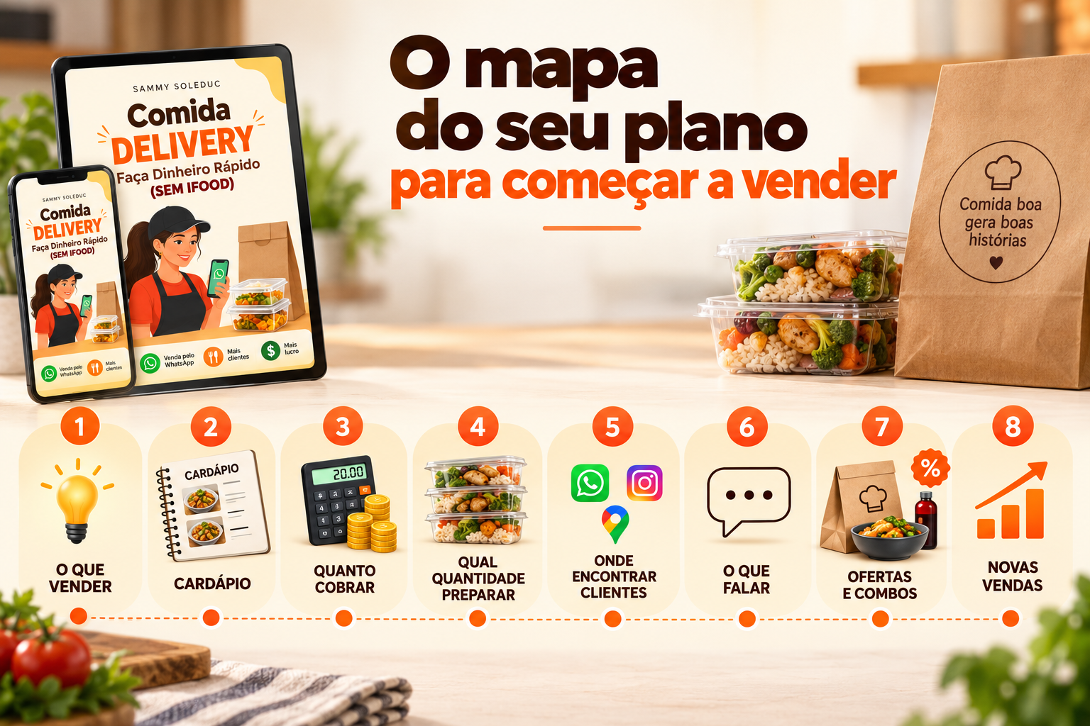 Mapa do plano Comida Delivery, do que vender até novas vendas